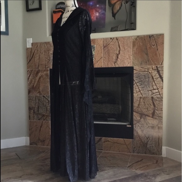 NEW Black Lace Hooded Corset Layering Coverup - Picture 4 of 6